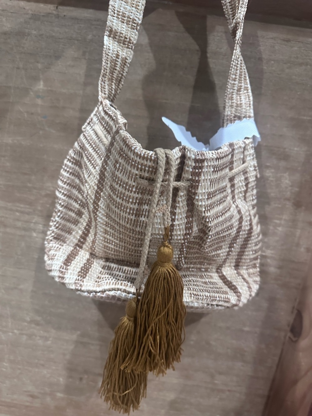 Woven Straw Crossbody Bag in Natural Beige - Picture 2 of 3